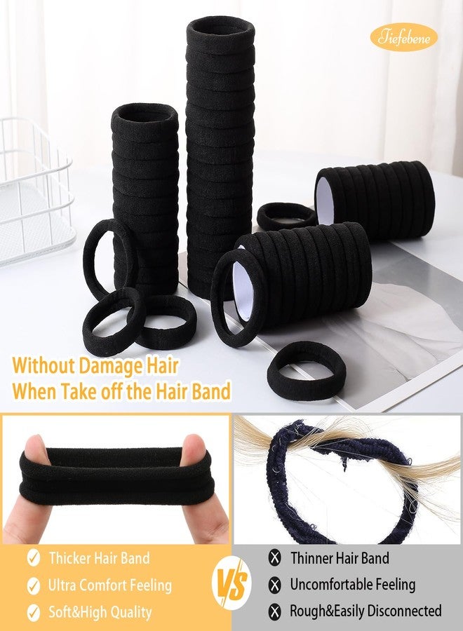 Tiefebene 150PCS Black Cotton Hair Bands - Seamless Ponytail Holders, No Damage Elastics for Thick Hair, Soft Hair Bands for Women - Christmas Gifts - Image 5